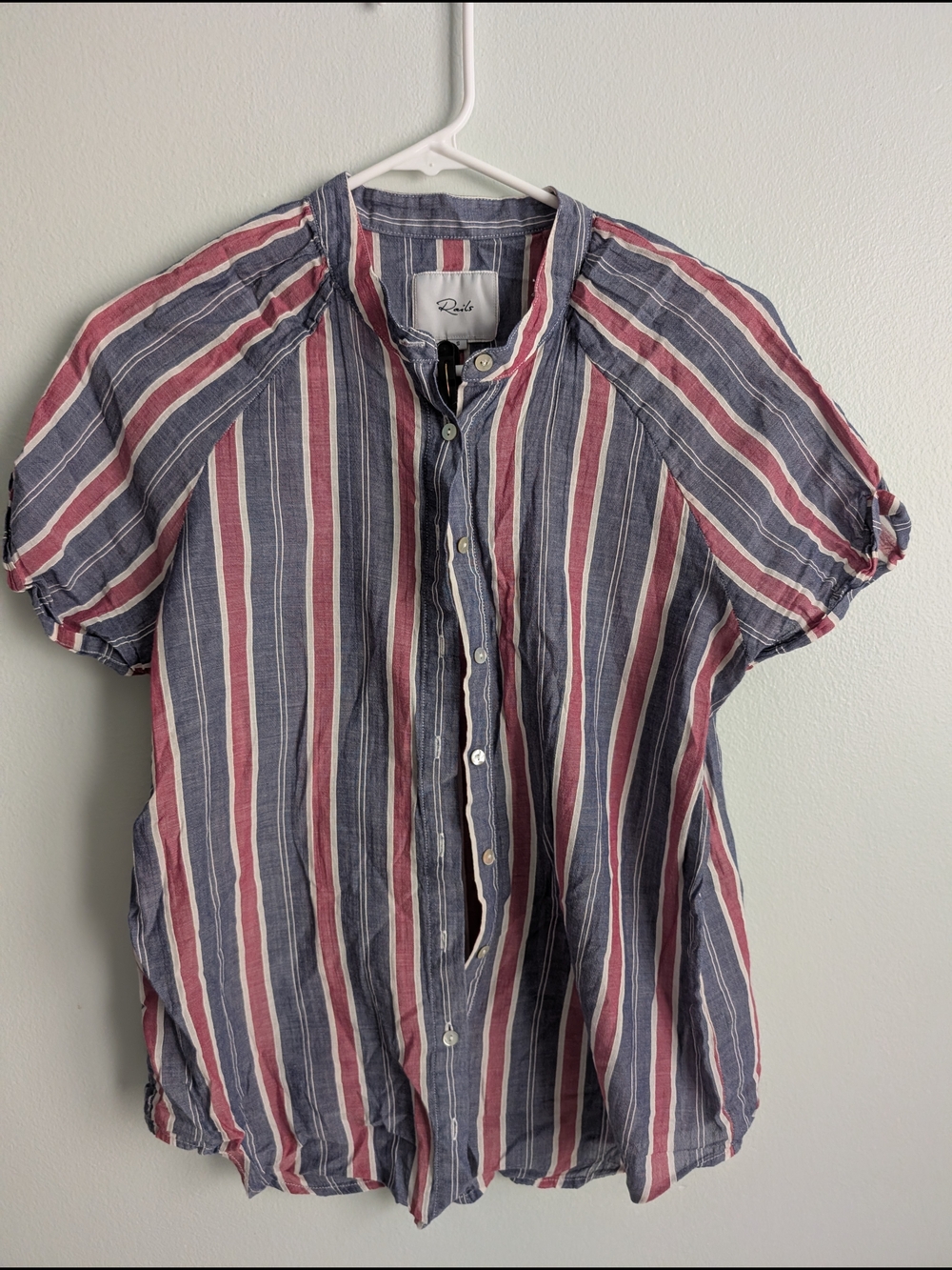 Rails Striped Short-Sleeve Button Shirt - Blue & Red